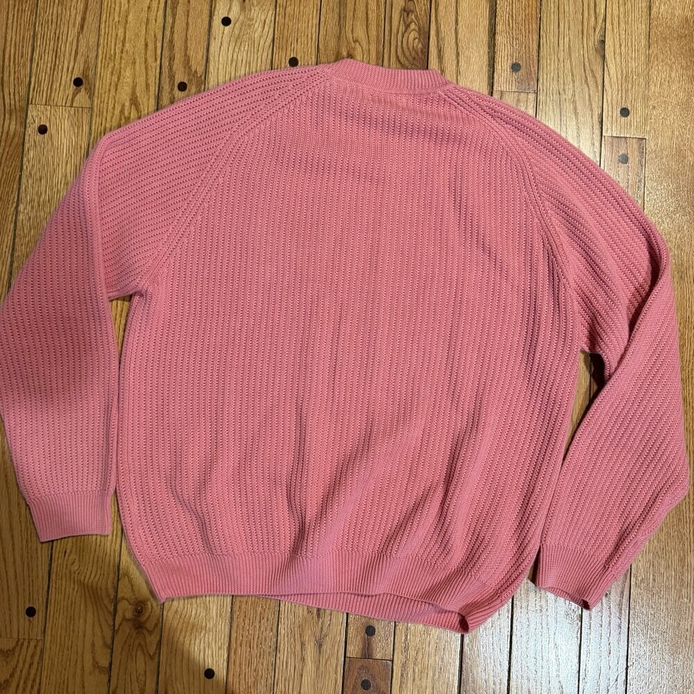 St Johns Bay Pink Ribbed Sweater Womens Medium Raglan Sleeve Cozy Pullover - Picture 2 of 8